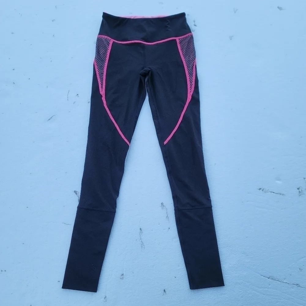 Victoria's Secret VSX Knockout Tight Leggings Black Pink Stretch Compressed XS